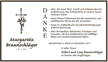 Traueranzeige von Margareta Braunschläger von Pegnitz-Zeitung